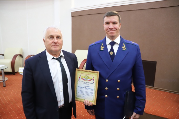 Анатолий Гольцов получил благодарственное письмо от прокурора Липецкой области Геннадия Анисимова